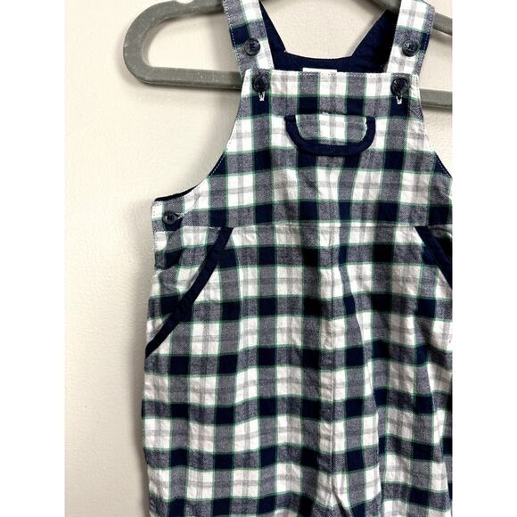 Janie & Jack Plaid Overalls Romper 3-6 Months Blue Green Baby Boy - Picture 3 of 7